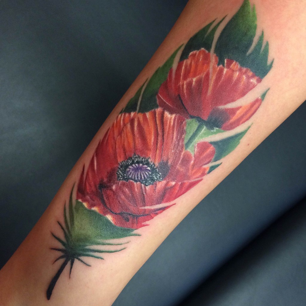 tattoo, tattoos, tatuointi, tatuointi helsinki, realistinen tatuointi, realistinen tatuointi helsinki, realistic tattoo, photoreaistic, flower tattoo, flowertattoo, color tattoo, colour tattoo, poppy, poppy tattoo, zombie tattoo, zombie tattoo helsinki, zombie tattoo salla, salla tattoo art