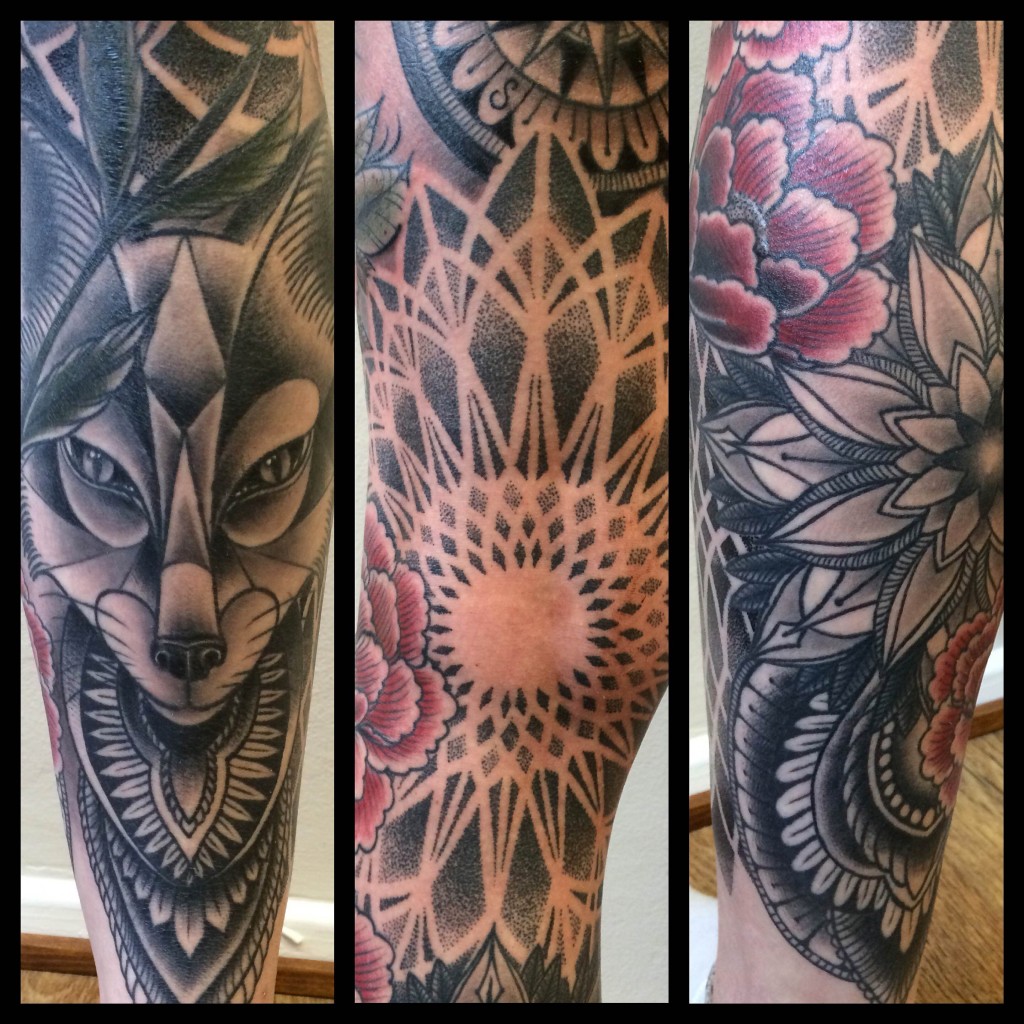 dotwork, dotwork tattoo, leg sleeve, full leg tattoo, blackwork tattoo, mandala tattoo, mandalatatuointi, mandala, zombie tattoo, zombie tattoo helsinki