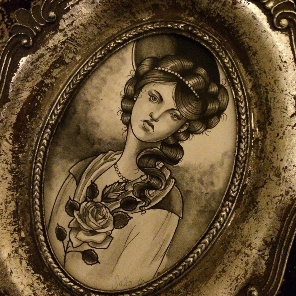 painting, art, tattoo, lady, black & grey